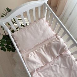 Set lenjerie de schimb pentru patut bebe 3 piese Velvet roz